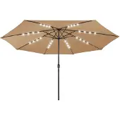vidaXL Parasol met LED-verlichting 400 cm taupe
