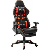 vidaXL Gamestoel met voetensteun kunstleer zwart en oranje
