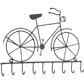 Clayre & Eef Sleutelrekje 32x23 cm Zwart Ijzer Fiets Wandhaak Sleutelhouder Zwart Wandhaak Sleutelhouder