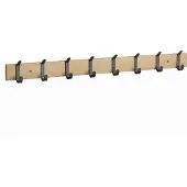Acaza Lange Muur Kapstok, Horizontale Kapstok met 8 Zwarte Haken, 88 cm Lang, Zwart en Lichte Eik Kleur