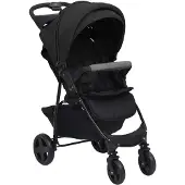 vidaXL Kinderwagen 2-in-1 staal antracietkleurig en zwart