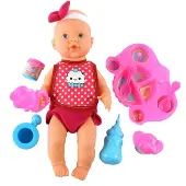 Falca Plas- En Drinkpop Met Accessoires 40 Cm Meisjes Roze 9-delig
