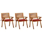 vidaXL Tuinstoelen 3 st met kussens massief acaciahout
