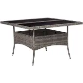 vidaXL Tuintafel poly rattan en glas grijs