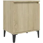 vidaXL Nachtkastje met metalen poten 40x30x50 cm sonoma eikenkleurig