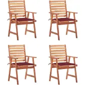 vidaXL Tuinstoelen 4 st met kussens massief acaciahout