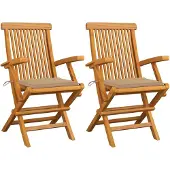 vidaXL Tuinstoelen 2 st met beige kussens massief teakhout