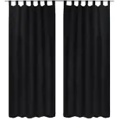 vidaXL Micro-Satijnen Gordijnen met Ringen 140 x 175 cm 2 stuks (Zwart)