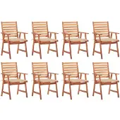 vidaXL Tuinstoelen 8 st met kussens massief acaciahout