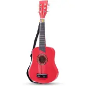 New Classic Toys Houten Speelgoedgitaar met Draagriem - Rood - Speelgoedinstrument - Mijn eerste Gitaar Inclusief Muziekboekje - Speelgitaar voor Kinderen - Vanaf 3 jaar