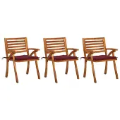 vidaXL Tuinstoelen 3 st met kussens massief acaciahout