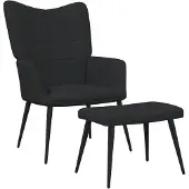 vidaXL Relaxstoel met voetenbank stof zwart