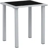 vidaXL Tuintafel 41x41x45 cm staal en glas zwart en zilverkleurig