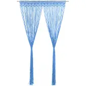 vidaXL Gordijn macramé 140x240 cm katoen blauw
