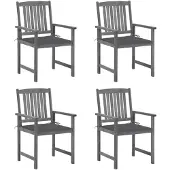 vidaXL Tuinstoelen 4 st met kussens massief acaciahout grijs