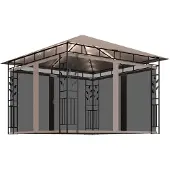 vidaXL Prieel met klamboe en LED-lichtslinger 3x3x2,73 m taupe