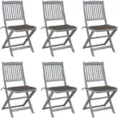 vidaXL Tuinstoelen 6 st inklapbaar met kussens massief acaciahout