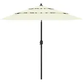vidaXL Parasol 3-laags met aluminium paal 2,5 m zandkleurig