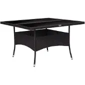 vidaXL Tuintafel poly rattan en glas zwart