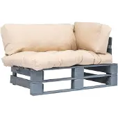 vidaXL Tuinbank pallet met zandkleurige kussens grenenhout