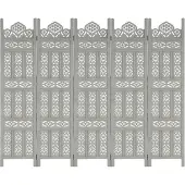 vidaXL Kamerscherm 5 panelen handgesneden 200x165 cm mangohout grijs