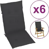 vidaXL Tuinstoelkussens 6 st hoge rug 120x50x3 cm stof antraciet