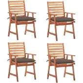 vidaXL Tuinstoelen 4 st met kussens massief acaciahout