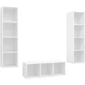 vidaXL 3-delige Tv-meubelset bewerkt hout wit