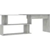 vidaXL Hoekbureau 200x50x76 cm bewerkt hout betongrijs