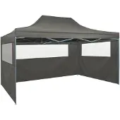 vidaXL Partytent met 3 zijwanden inklapbaar 3x4 m staal antraciet
