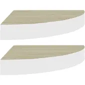 vidaXL Hoekwandschappen 2 st 25x25x3,8 cm MDF eikenkleurig en wit