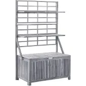 vidaXL Opbergbox met latwerk 99x55x160 cm massief acaciahout grijs