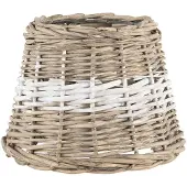 Clayre & Eef Lampenkap Ø 20x15 cm Bruin Rotan Rond Stoffen Lampenkap Bruin Stoffen Lampenkap