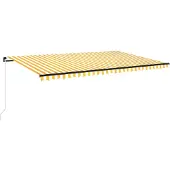 vidaXL Luifel handmatig uittrekbaar 500x350 cm geel en wit