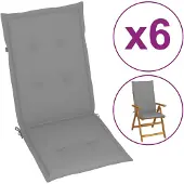 vidaXL Tuinstoelkussens 6 st hoge rug 120x50x3 cm stof grijs