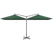 vidaXL Parasol dubbel met stalen paal 600x300 cm groen