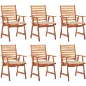 vidaXL Tuinstoelen 6 st met kussens massief acaciahout