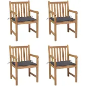 vidaXL Tuinstoelen, 4 stuks, met antracietkleurige kussens, massief teakhout