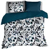 De Witte Lietaer Dekbedovertrek Meadow Mood Indigo Satijn-260 x 200 / 220 / 240 cm | Extra Breed