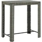 vidaXL Tuinbartafel 100x60,5x110,5 cm poly rattan grijs