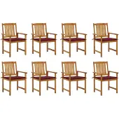 vidaXL Tuinstoelen 8 st met kussens massief acaciahout