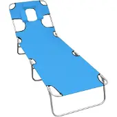 vidaXL Ligbed inklapbaar met hoofdkussen staal turquoiseblauw