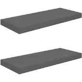 vidaXL Wandschappen zwevend 2 st 60x23,5x3,8 cm MDF hoogglans grijs