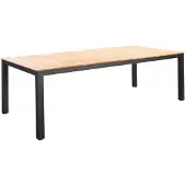 Borek Arashi dining tafel 220x100cm aluminium dark grey teak Yoi