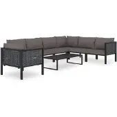 vidaXL 8-delige Loungeset met kussens poly rattan antraciet
