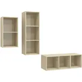 vidaXL 3-delige Tv-meubelset bewerkt hout sonoma eikenkleurig