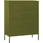 vidaXL Ladekast 80x35x101,5 cm staal olijfgroen