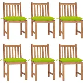 vidaXL Tuinstoelen 6 st met kussens massief teakhout