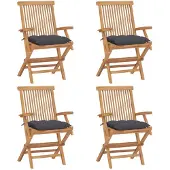 vidaXL Tuinstoelen 4 st met antracietkleurige kussens massief teakhout