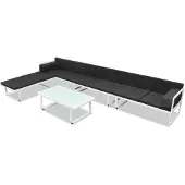 vidaXL Loungeset textileen aluminium zwart en wit 17-delig online kopen